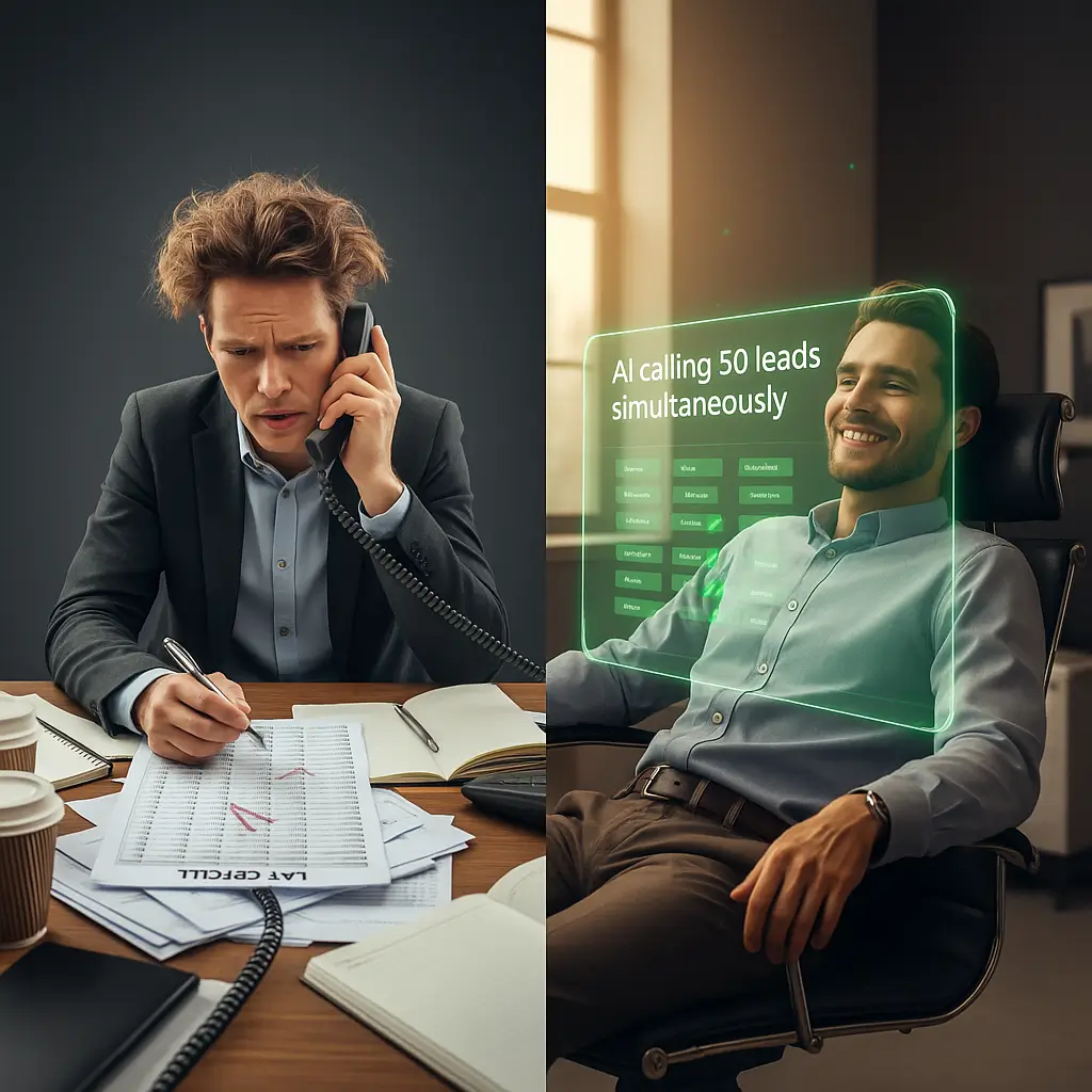 Business owner relaxed while AI handles calls